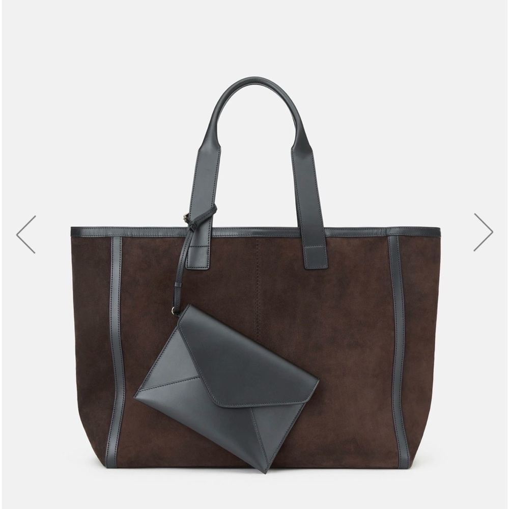 Lafayette 148 New York Dark Brown Suede and Black Tote Bag MSRP $1,498